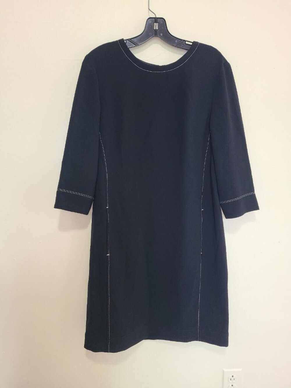 NWT MM LAFLEUR Lancia Travel Dress Black Everyday  Crepe with Topstitch size 8